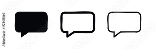 Speech bubble icons: solid, outline with double border, outline