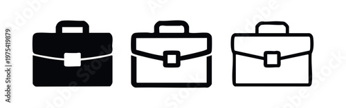 Briefcase icons: solid, outline with latch, outline