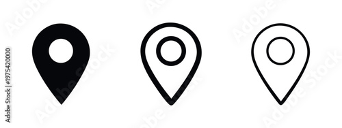 Map Pin Icons: Solid, Outline with Fill, and Outline Styles