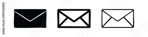 Envelope Icons: Solid, Outline with Fill, and Outline Styles