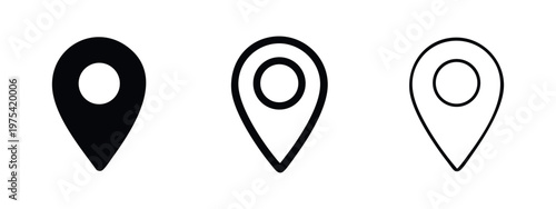 Map Pin Icons: Solid, Outline with Fill, and Outline Styles