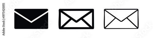 Three envelope icons: solid black, outlined, and fill with outline.