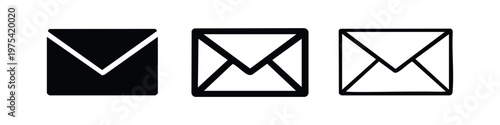 Envelope Icons: Solid, Outline with Fill, and Outline Styles