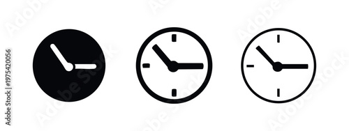 Three clock icons: solid black, outlined, and fill with outline.