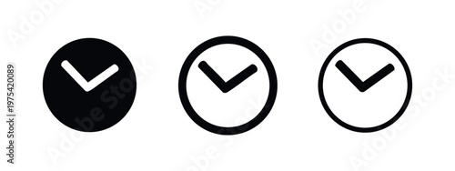 Three clock icons: solid black, outlined, and fill with outline.