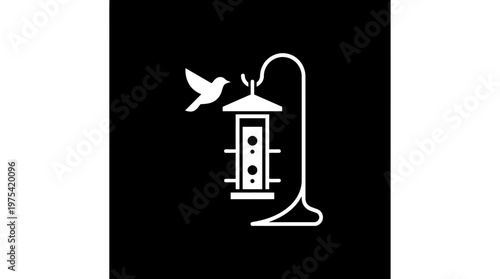 Bird Feeder Icon on Black Background