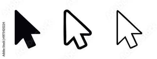 Cursor Icons: Solid Black, Outline With Fill, Outline, Isolated