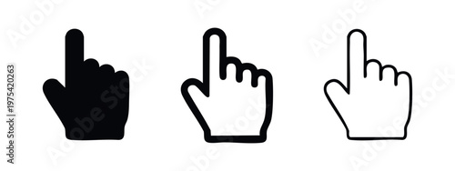 Click Cursor Hand Icon Set: Solid, Outline, and Sketch Styles