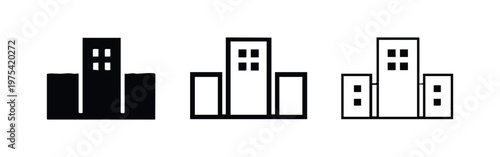 Building Icon Set: Solid, Outline, and Sketch Styles