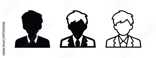 Icons of a businessman silhouette, representing professional identity or user profile.