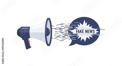 Megaphone broadcasting fake news concept illustration. EPS Editable. Vector Illustrations.