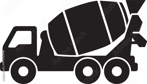 Concrete mixer truck icon black on transparent background vector.