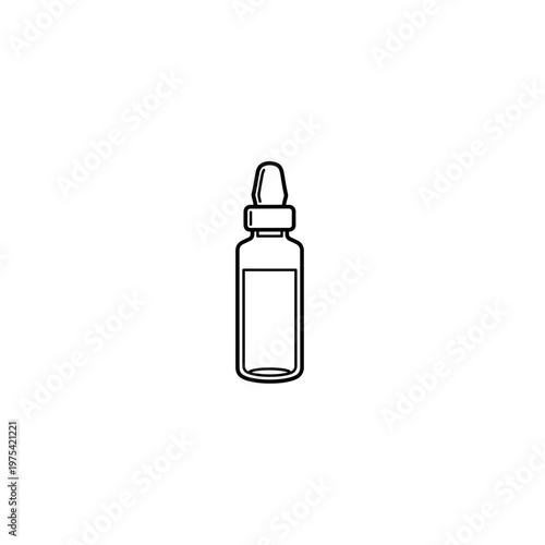 Pharmaceutical medicine dropper bottle line icon with medicine, pharmaceutical