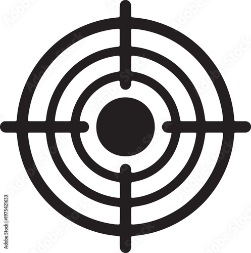 Black target icon with concentric circles and crosshairs on transparent background.