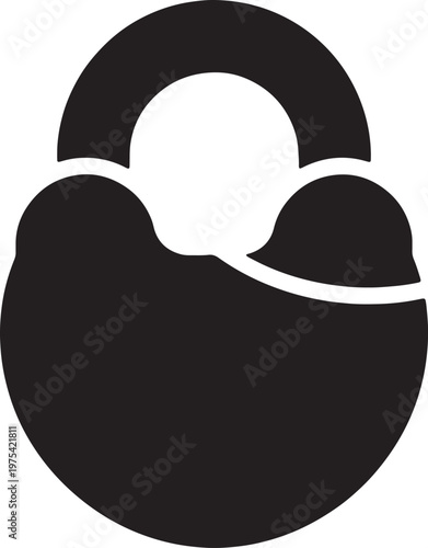 Black padlock icon with curved shackle on transparent background.