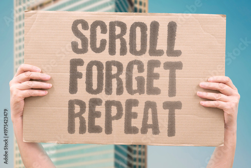 Fotografie "Scroll Forget Repeat" The daily habit of scrolling, briefly engaging, and forgetting leaves no lasting meaningful impression