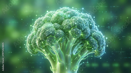Close up of fresh green broccoli with detailed texture and soft abstract background. Healthy food concept highlighting organic vegetables, nutrition, and clean eating lifestyle. Ideal for diet, vegan,