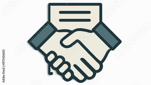 Professional business agreement and partnership handshake icon representing successful deal completion, negotiation, and collaborative trust for corporate and client relations