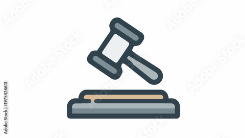 Essential graphic depicting a traditional gavel and striking block, symbolizing judicial authority, legal decisions, final judgments, and the authoritative conclusion of an auction