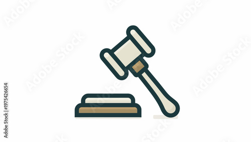 Legal gavel and sounding block icon for law, justice, auction, and court proceedings representing judgment and authority in a minimalist design