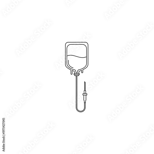 Medical iv drip bag icon outline with healthcare hospital infusion treatment