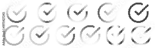 Set of checkmark icons in various gray tones