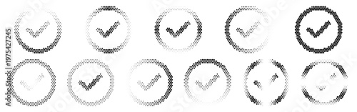 Set of checkmark icons in various styles and shades
