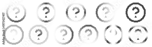 A set of question mark icons in various styles and shades