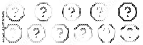 A collection of various question mark icons in different styles and shapes