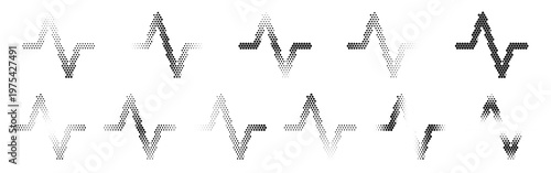 Collection of various black and white ecg heartbeat line icons