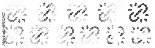 Set of various gray link icons with different effects