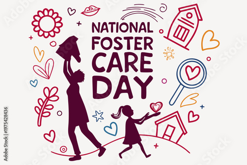 Supporting Foster Children Vector Graphic, National Foster Care Day Celebration