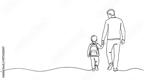 Father and child walk together