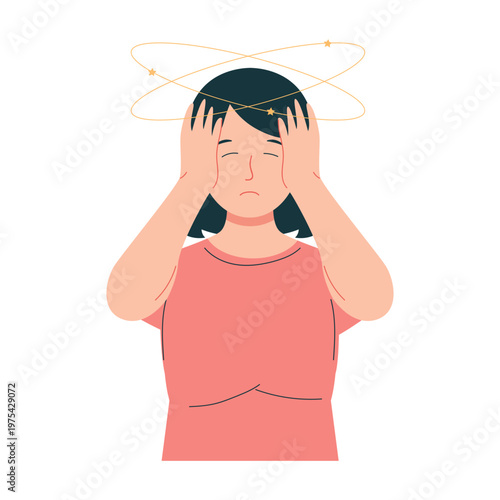 Low Blood Sugar Symptoms Woman Flat Character Illustration