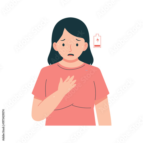 Low Blood Sugar Symptoms Woman Flat Character Illustration