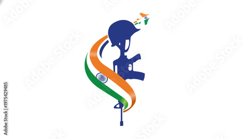 A patriotic illustration of an Indian soldier with a national flag