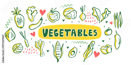 Vegetables text banner cray...