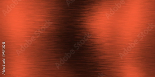 Abstract textured image features a close-up of a brushed, metallic surface rendered in a vibrant shade of copper, with light reflection.