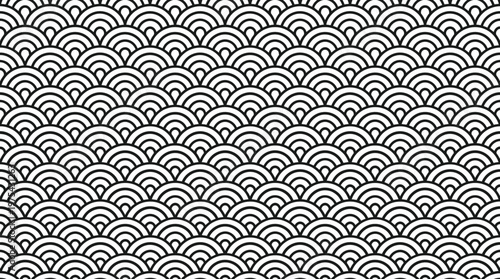Fotografie Abstract repeating wave pattern in a monochrome textile-inspired design