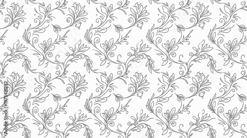 Elegant ornamental floral pattern repeating wallpaper texture for interiors.
