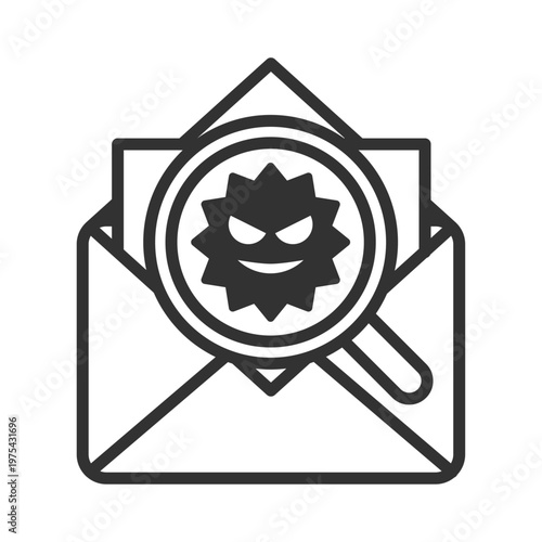 インターネットウイルス感染虫眼鏡診断アイコン｜マルウェア・・セキュリティリスク