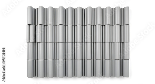 metal fence with white plastic box isolated on white background