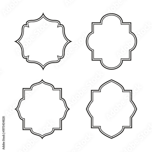 Islamic shapes line pattern frame line