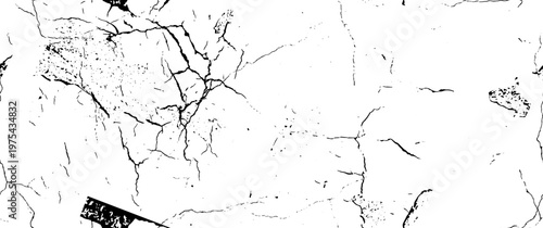 Distress Grunge Texture. Seamless Pattern. Halftone Old, Retro Background. Broken, Cracked Wall Texture. Scratched, Dirt Print. Black and White Grunge Style. Noise Rough Design. Vector Illustration.