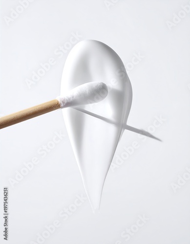 Cotton swab and creamy white substance against a clean background
