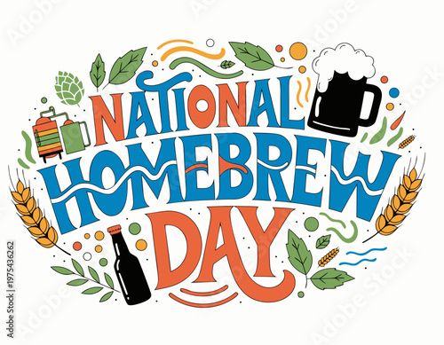 NATIONAL HOMEBREW DAY vector illustration isolated on white background
