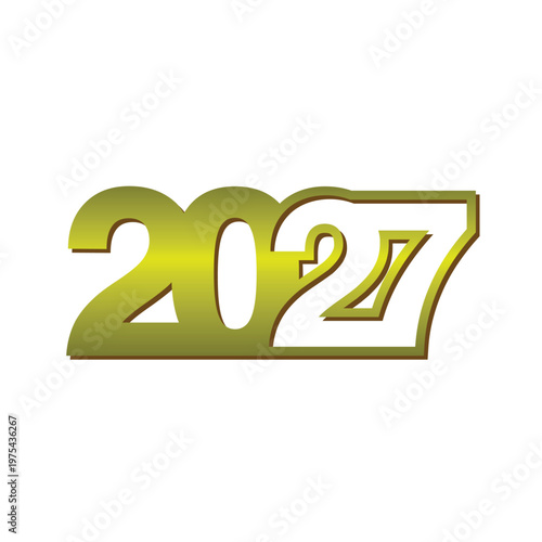 Futuristic Gold Typography 2027 Vector Illustration, Luxury Gradient Number Design, New Year Background