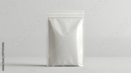 Front-facing product mockup of sealed polypropylene bag with subtle stitching along the edges, blank for branding, floating on a clean backdrop