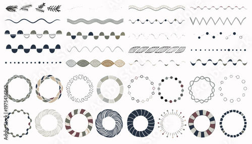 Artisanal Botanical Frame Collection with Minimalist Decorative Line Borders.eps