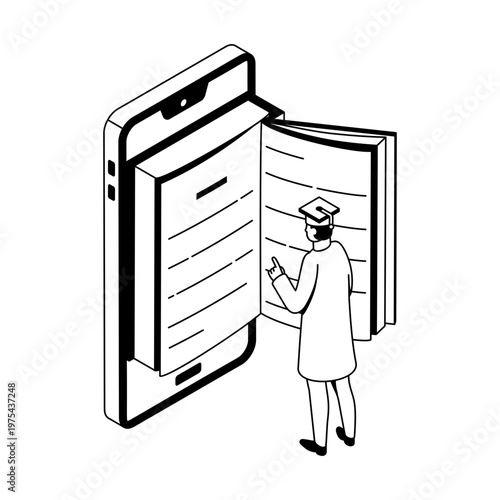 An isometric style icon showing an ebook
